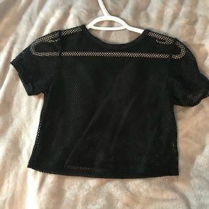 Black Mesh cropped shirt